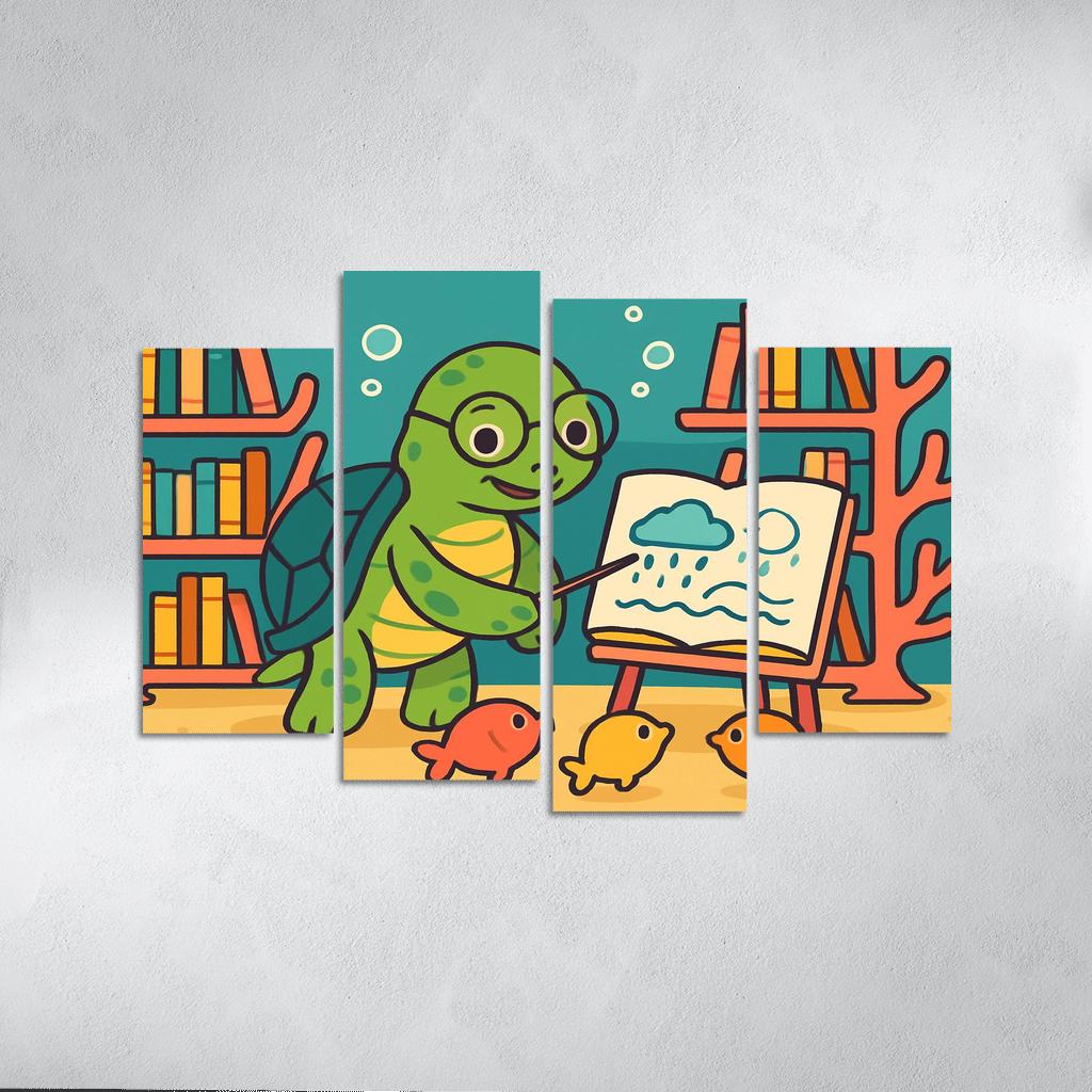 Coral Reef Library With Turtle Teacher wall art