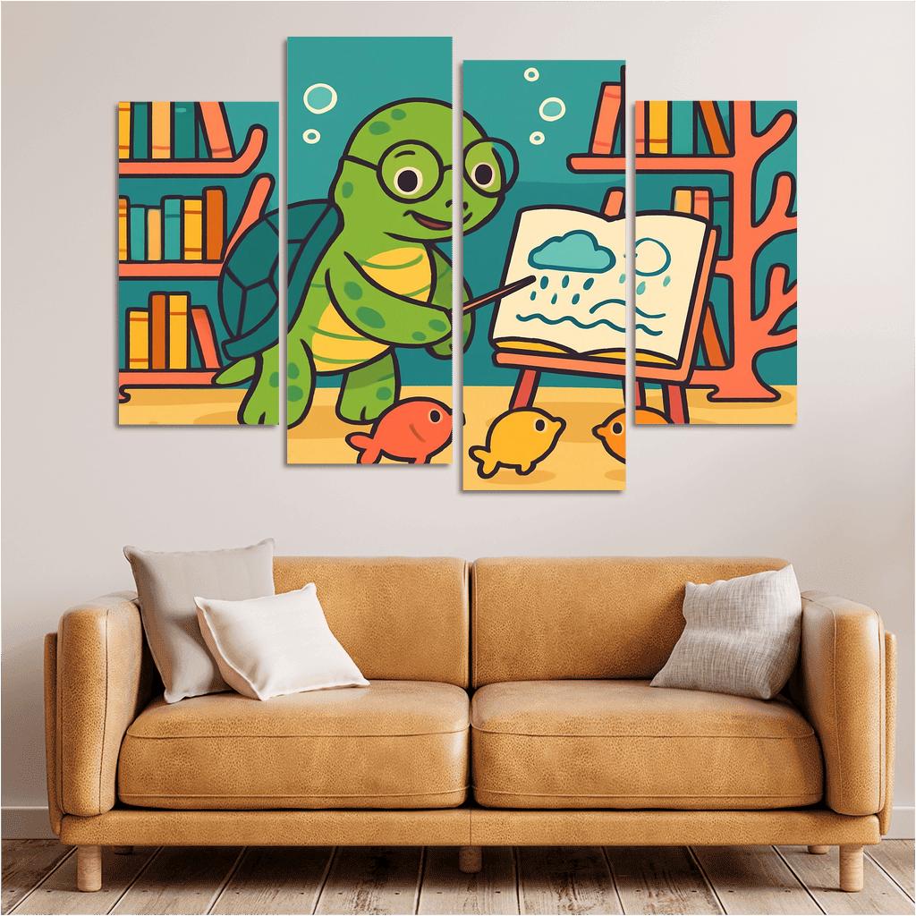 Coral Reef Library With Turtle Teacher wall art