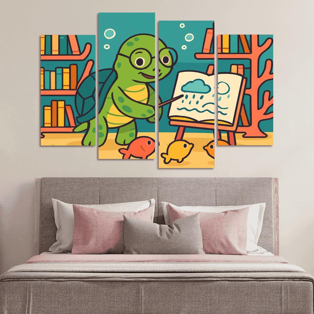 Coral Reef Library With Turtle Teacher wall art
