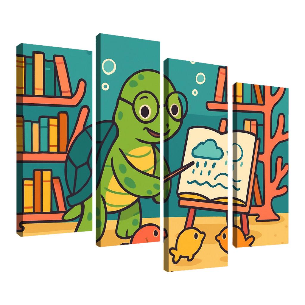 Coral Reef Library With Turtle Teacher wall art