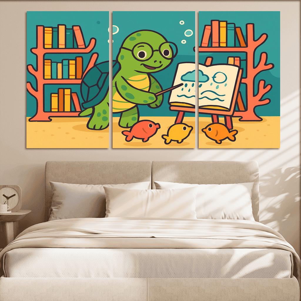 Coral Reef Library With Turtle Teacher wall art