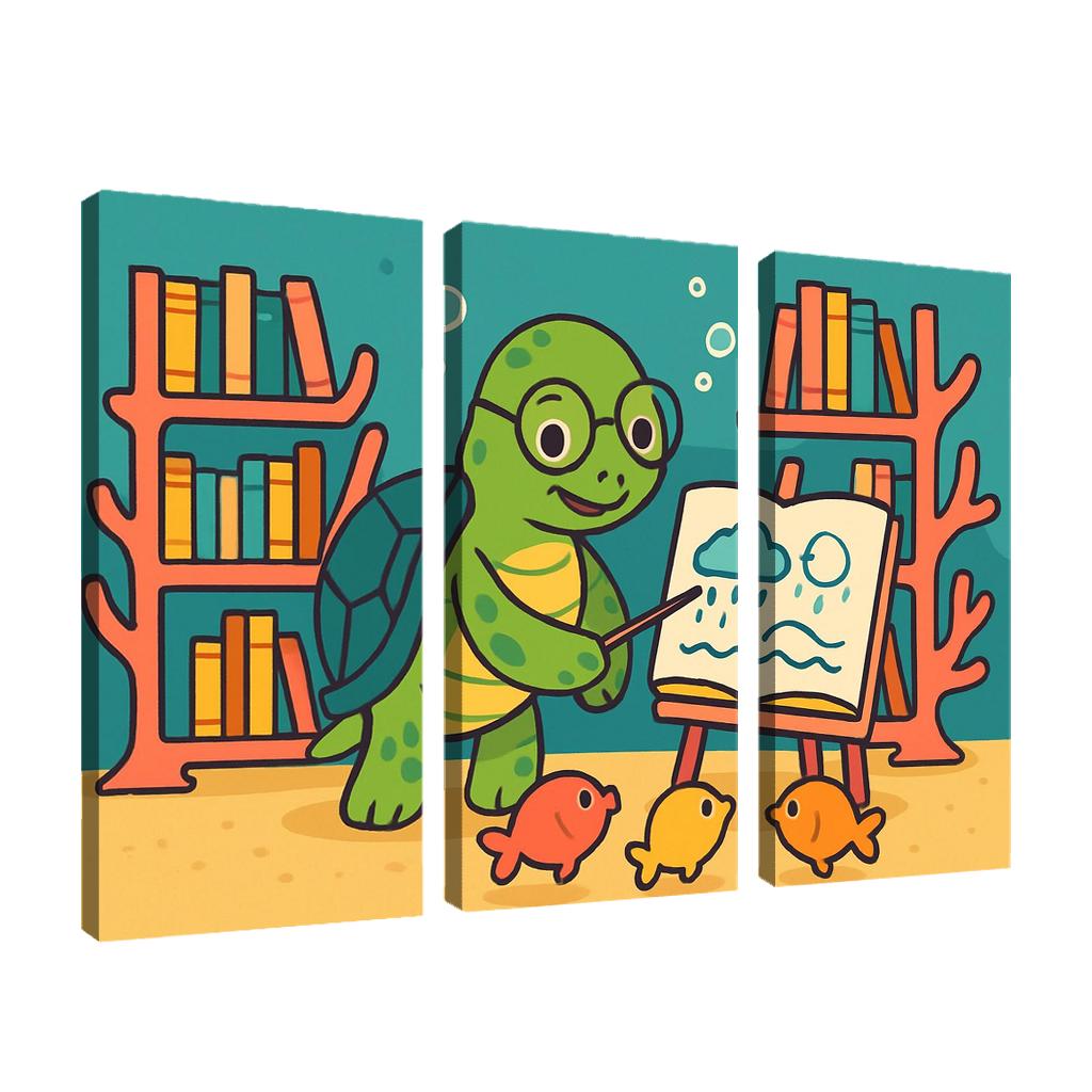Coral Reef Library With Turtle Teacher wall art