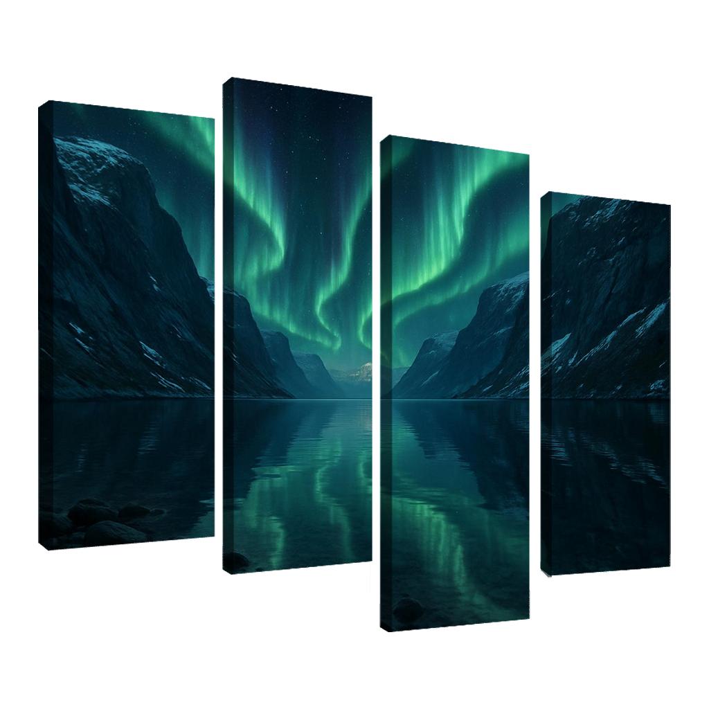 Aurora Reflection Over Crystal Fjord oil paintings frame