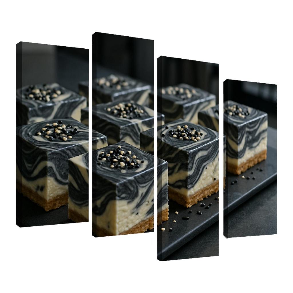 Charcoal Sesame Swirl Cheesecake Squares abstract paintings frame