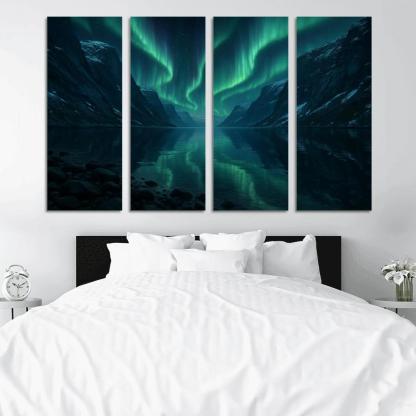 Aurora Reflection Over Crystal Fjord oil paintings frame