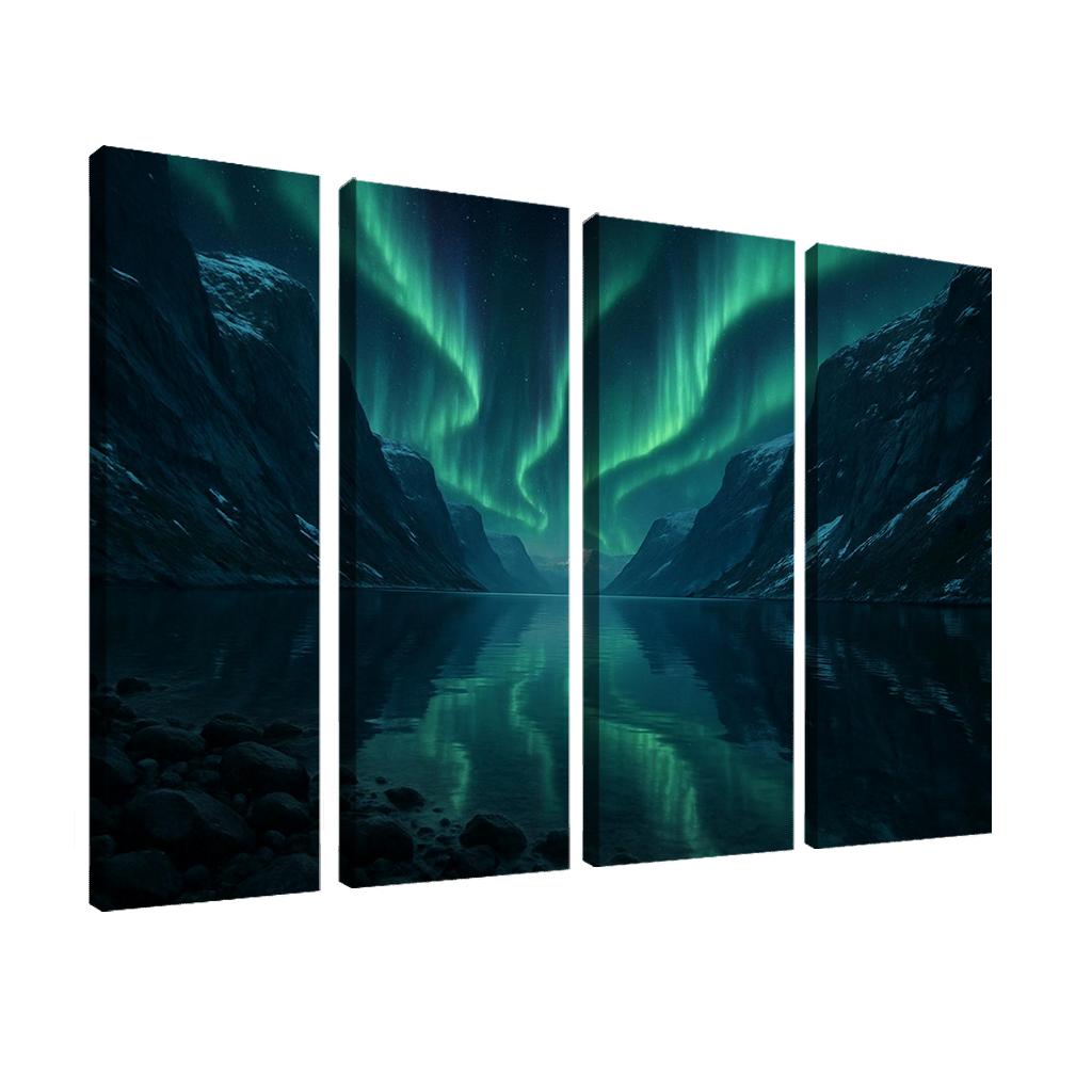 Aurora Reflection Over Crystal Fjord oil paintings frame
