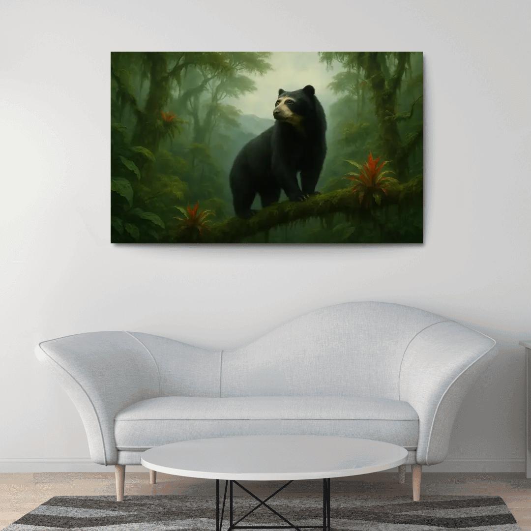 Spectacled Bear Among Andean Cloud Forest Bromeliads custom paintings frame