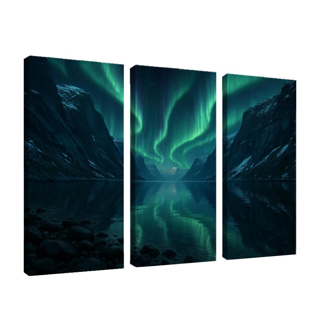 Aurora Reflection Over Crystal Fjord oil paintings frame