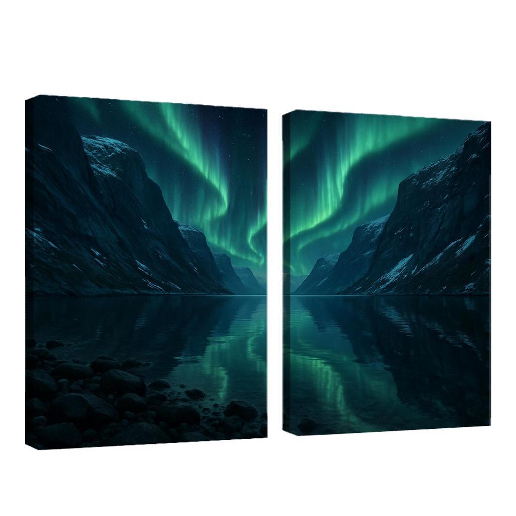 Aurora Reflection Over Crystal Fjord oil paintings frame