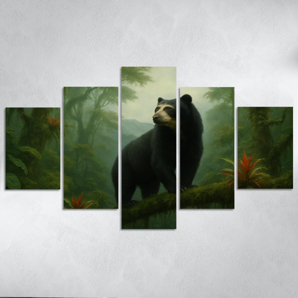 Spectacled Bear Among Andean Cloud Forest Bromeliads custom paintings frame