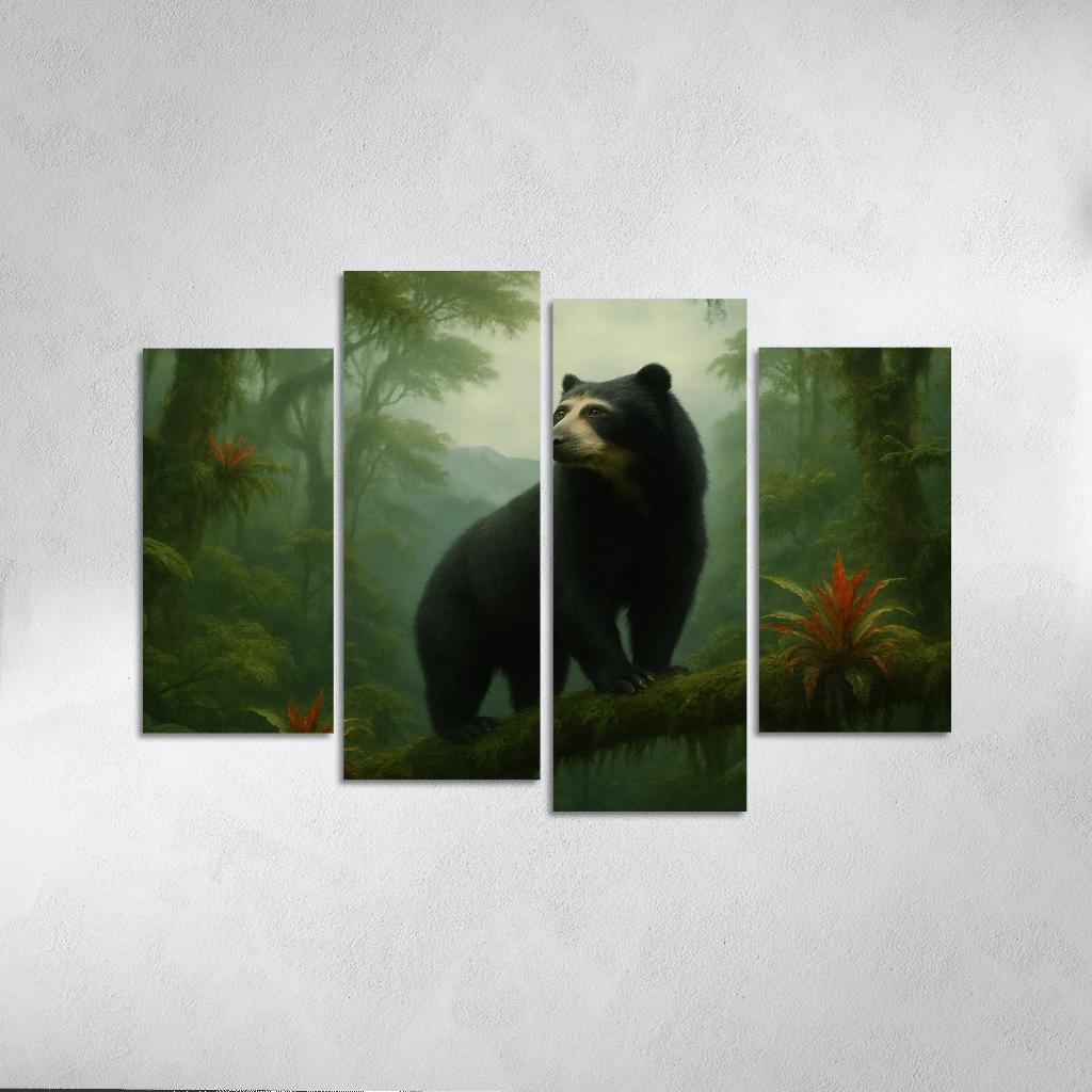 Spectacled Bear Among Andean Cloud Forest Bromeliads custom paintings frame