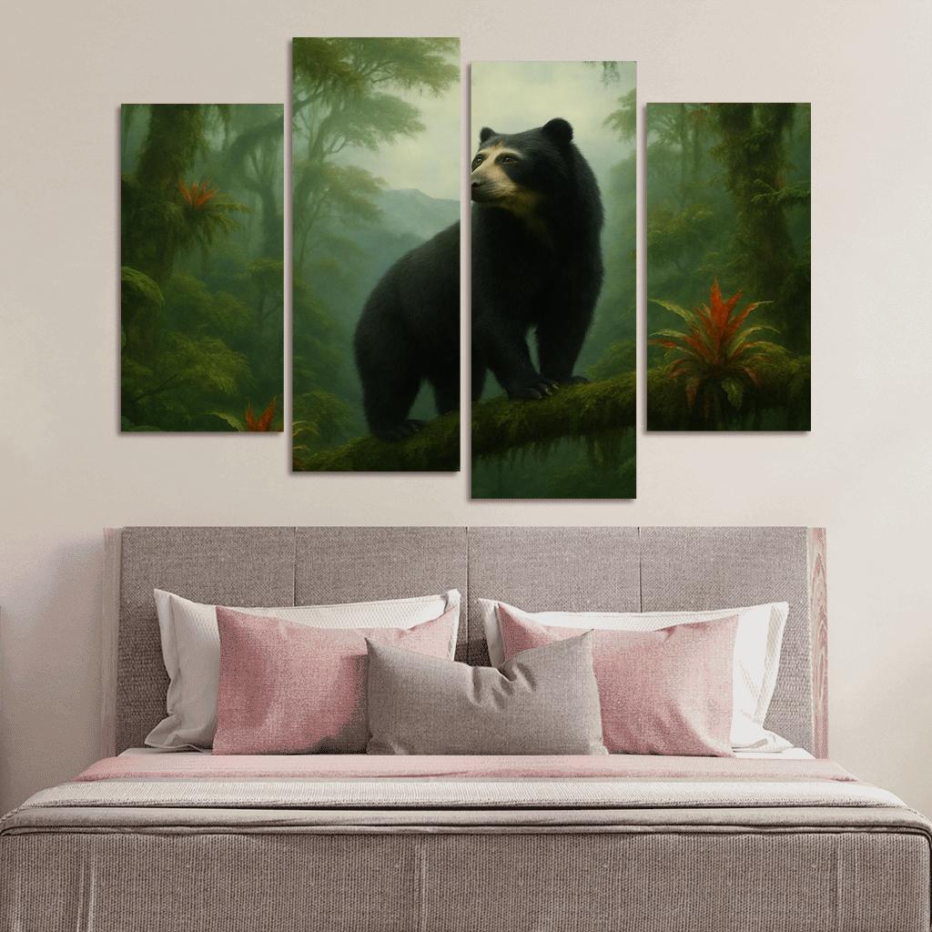 Spectacled Bear Among Andean Cloud Forest Bromeliads custom paintings frame
