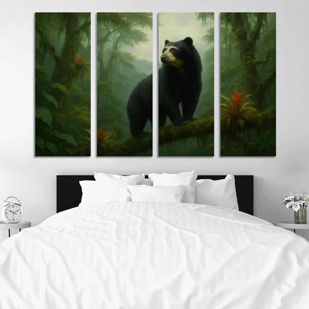 Spectacled Bear Among Andean Cloud Forest Bromeliads custom paintings frame