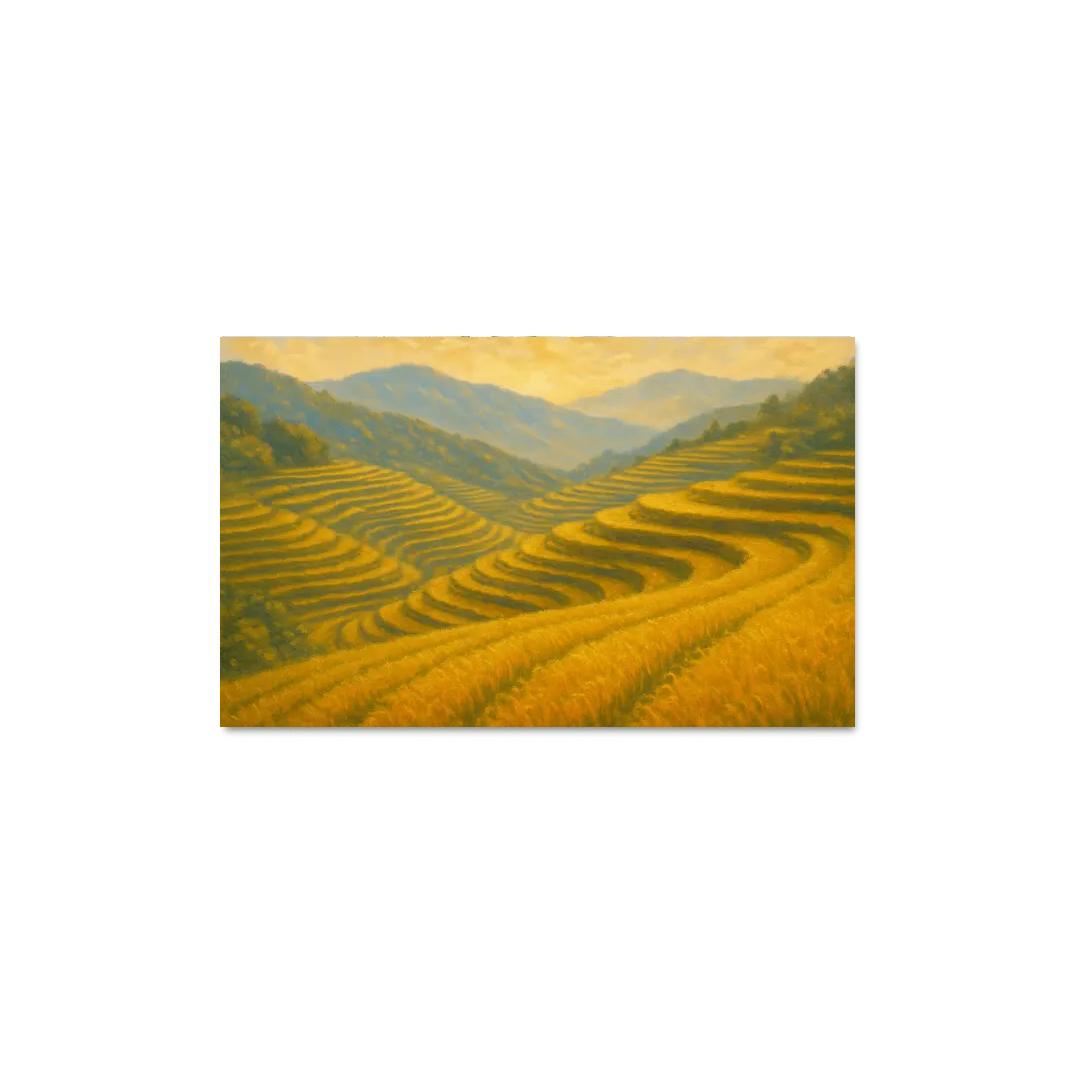 Sunlit Terraces Of The Golden Rice Hills framed paintings