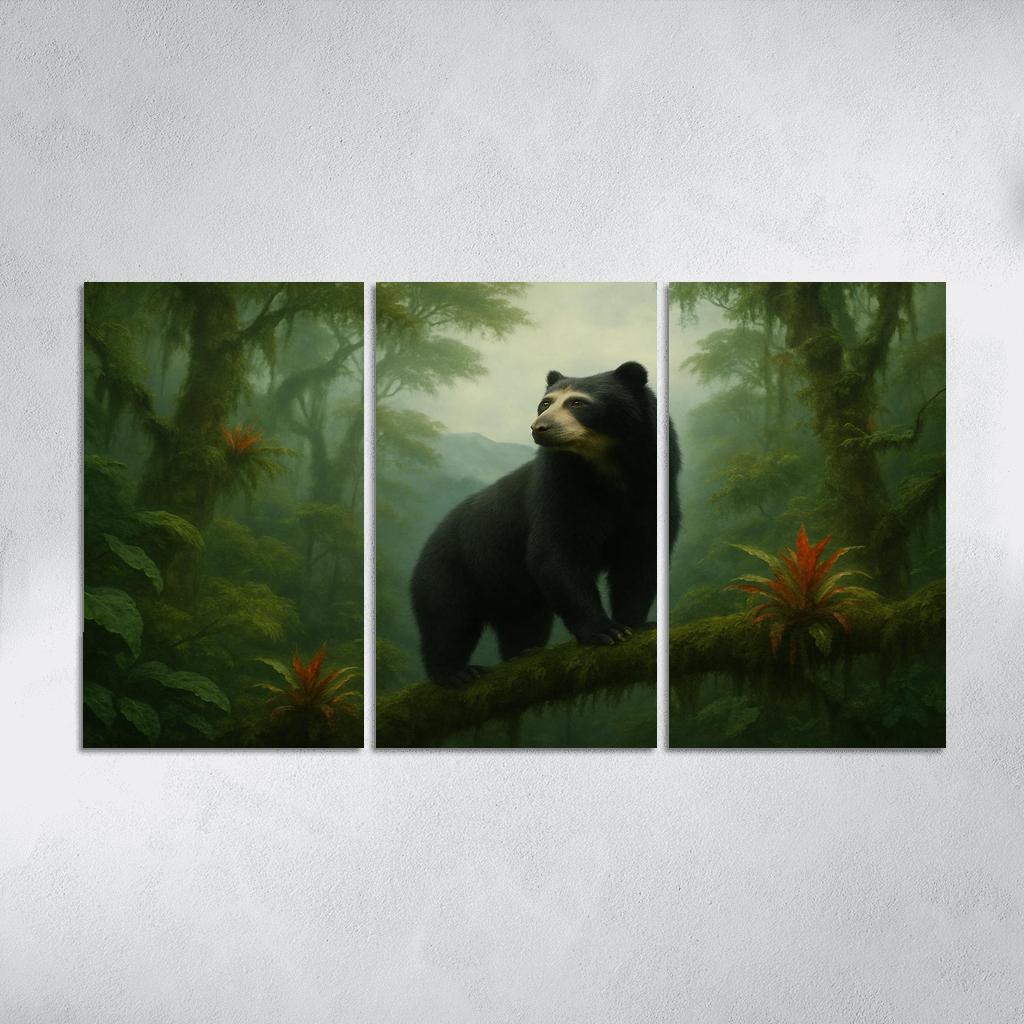 Spectacled Bear Among Andean Cloud Forest Bromeliads custom paintings frame