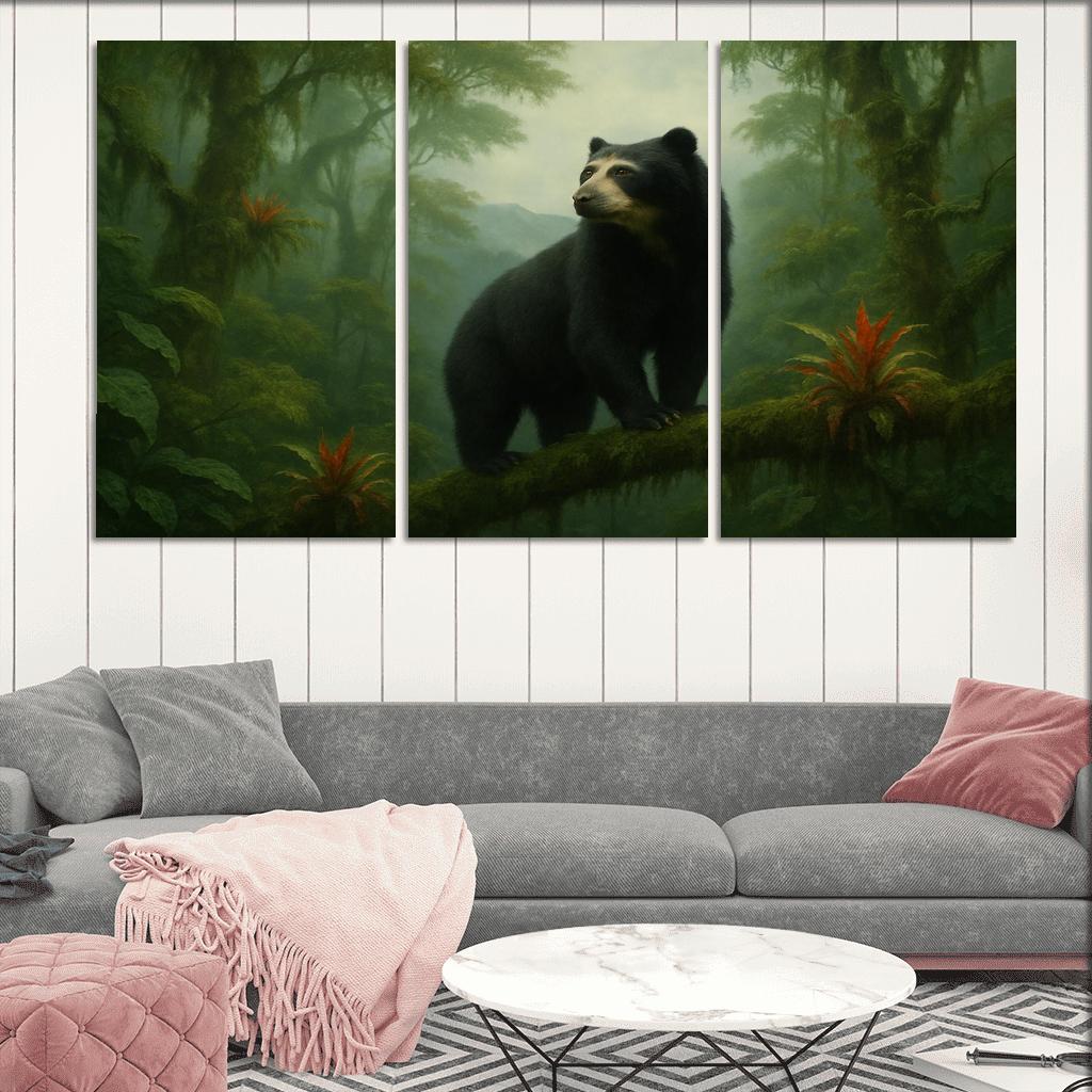 Spectacled Bear Among Andean Cloud Forest Bromeliads custom paintings frame