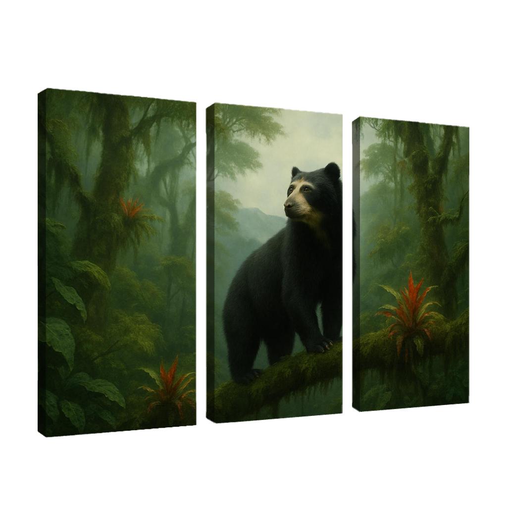 Spectacled Bear Among Andean Cloud Forest Bromeliads custom paintings frame