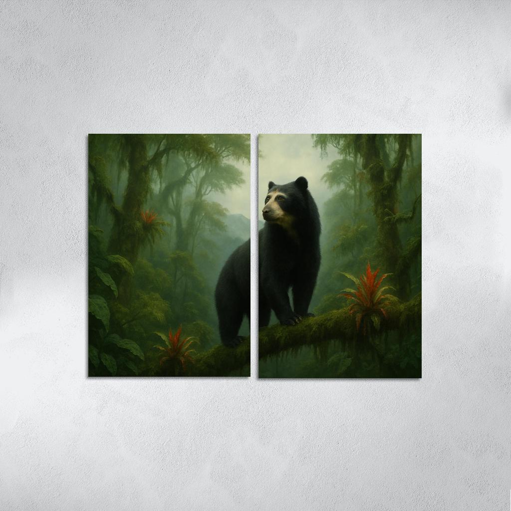 Spectacled Bear Among Andean Cloud Forest Bromeliads custom paintings frame