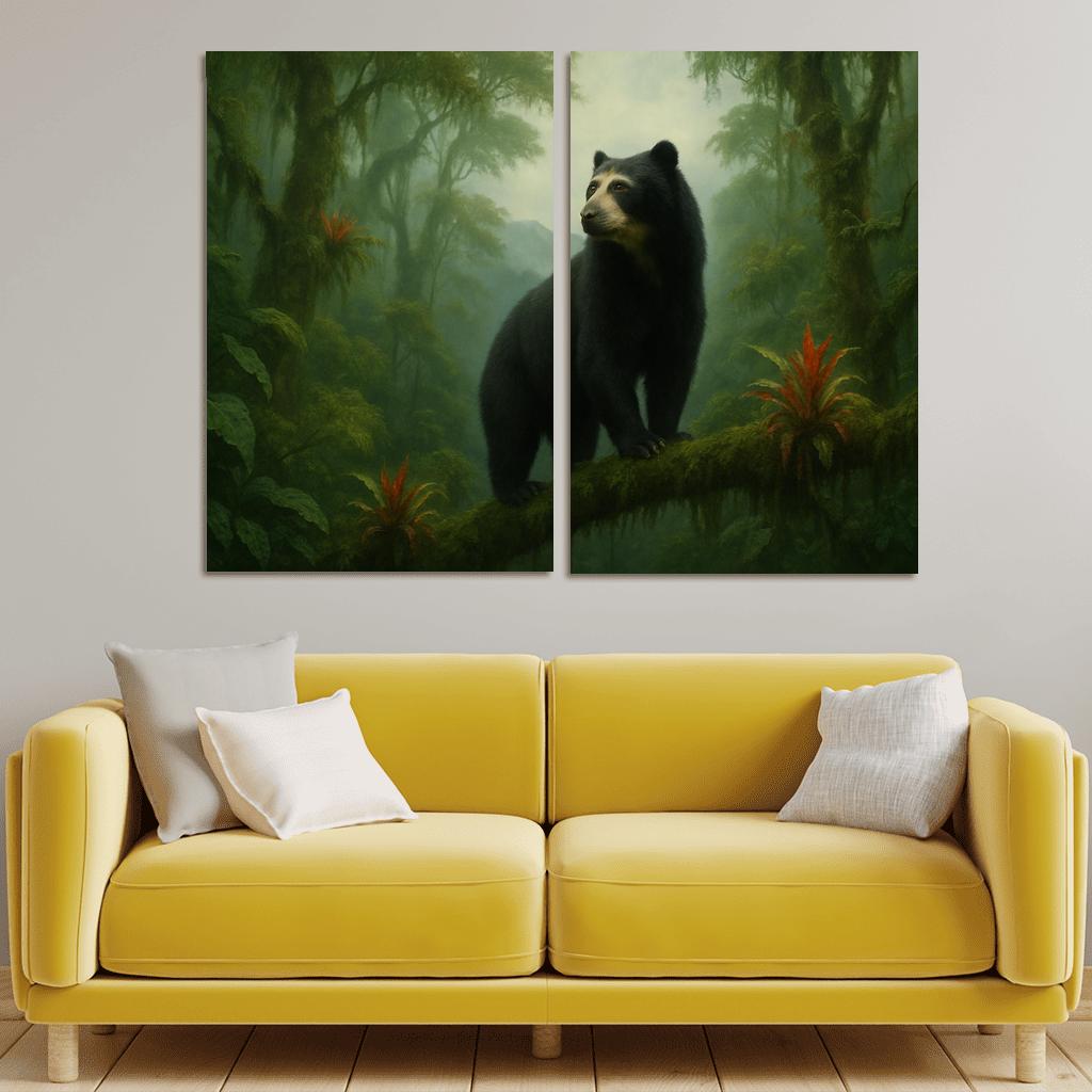 Spectacled Bear Among Andean Cloud Forest Bromeliads custom paintings frame