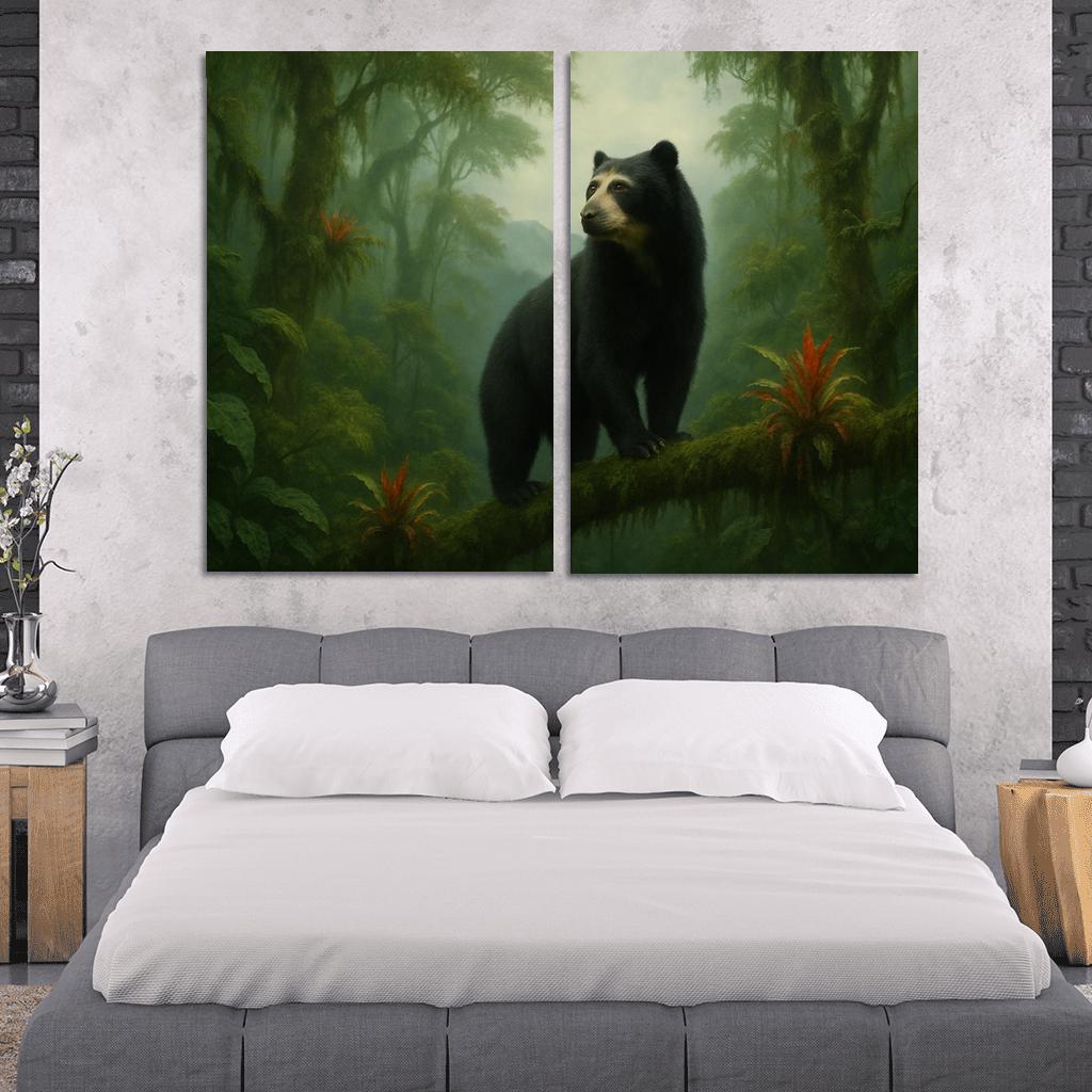 Spectacled Bear Among Andean Cloud Forest Bromeliads custom paintings frame