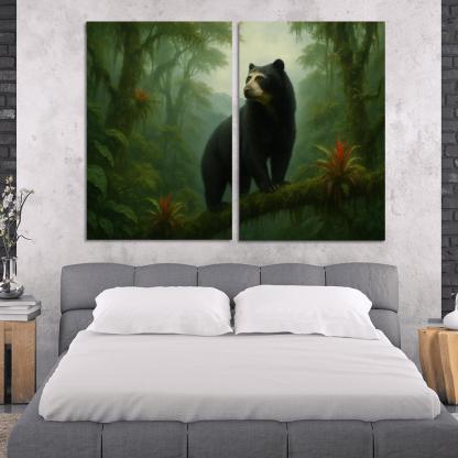 Spectacled Bear Among Andean Cloud Forest Bromeliads custom paintings frame