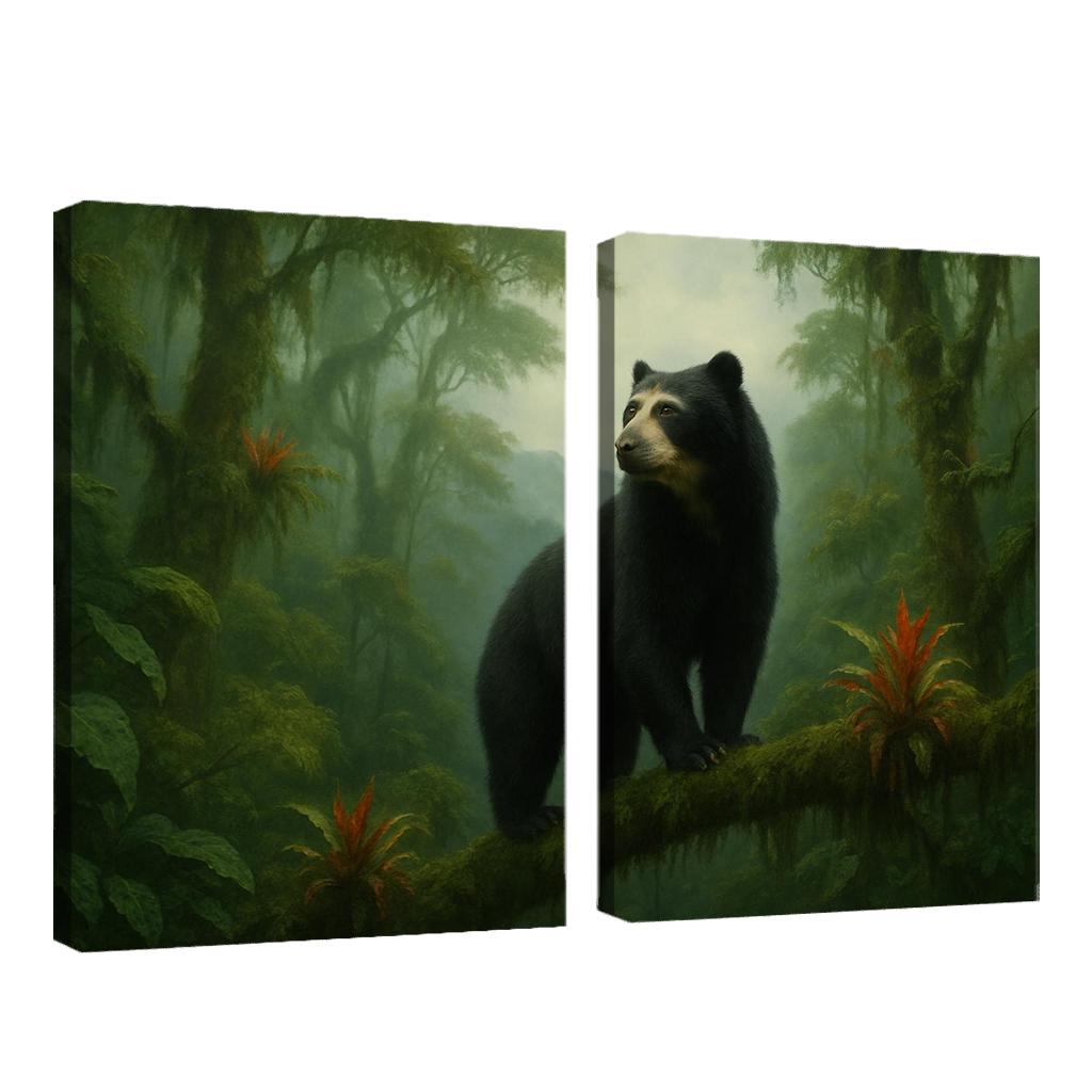 Spectacled Bear Among Andean Cloud Forest Bromeliads custom paintings frame