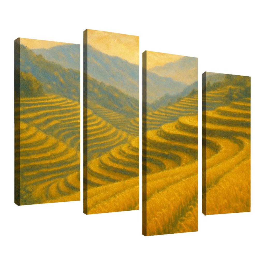 Sunlit Terraces Of The Golden Rice Hills framed paintings