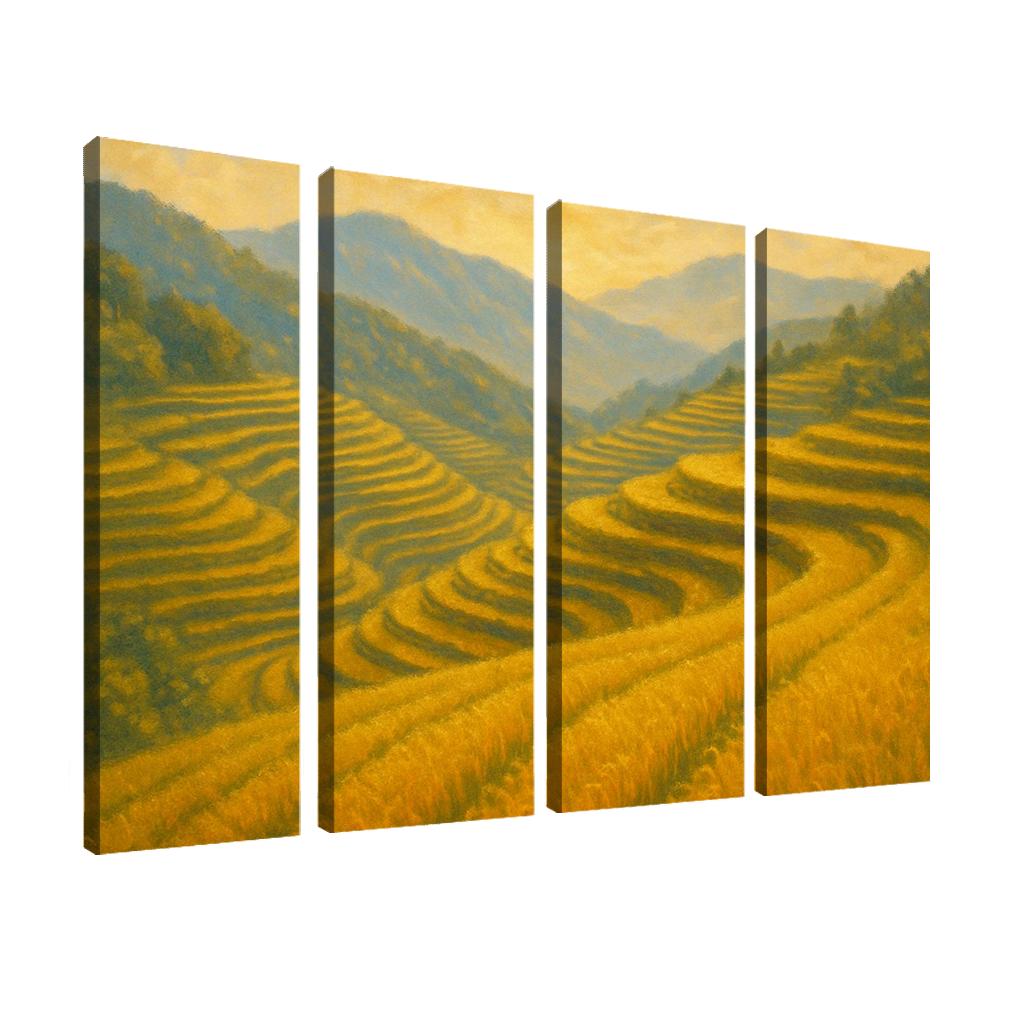 Sunlit Terraces Of The Golden Rice Hills framed paintings