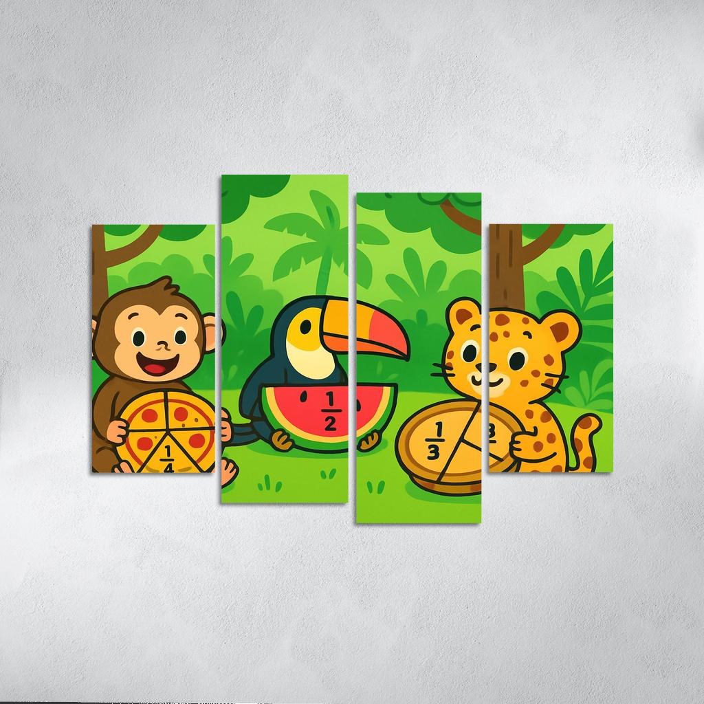 Rainforest Fractions Picnic canvas paintings frame