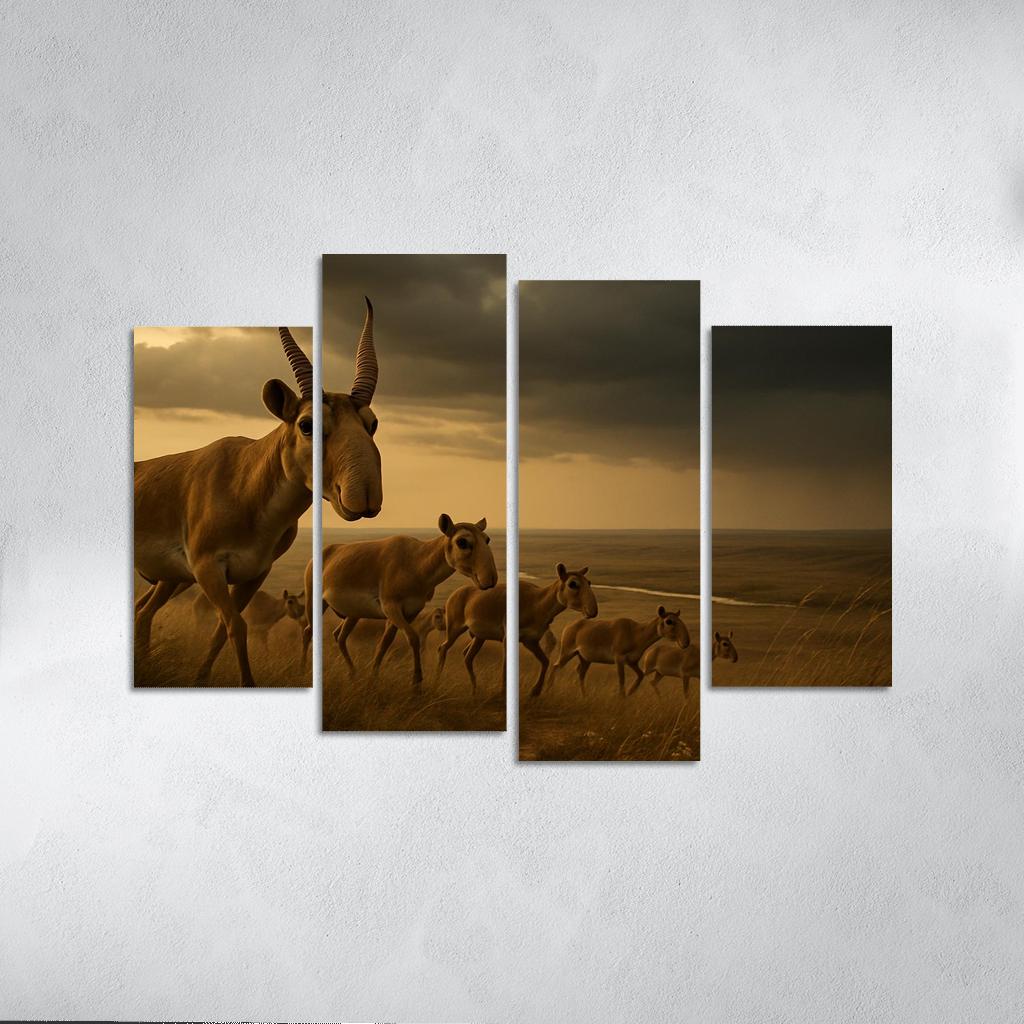 Saiga Antelope On The Wind Swept Steppe multi-panel paintings