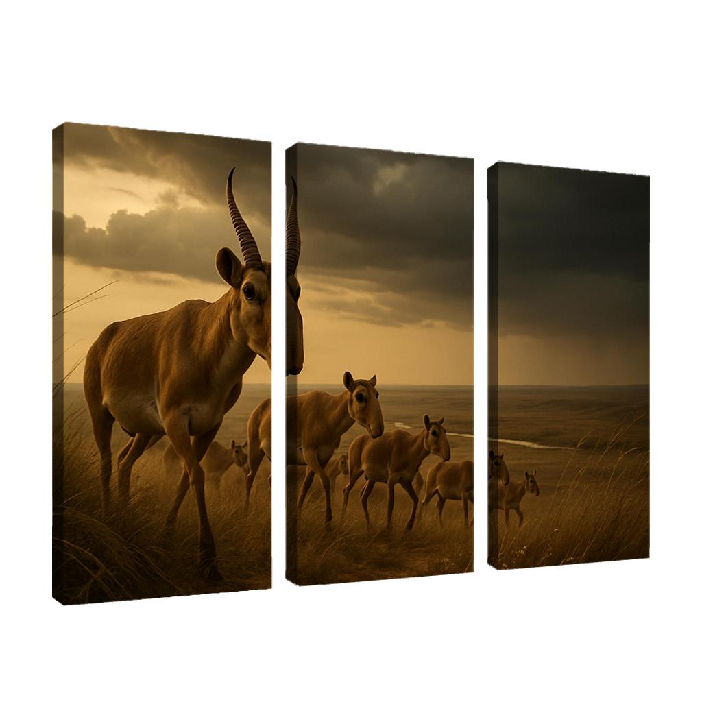 Saiga Antelope On The Wind Swept Steppe multi-panel paintings