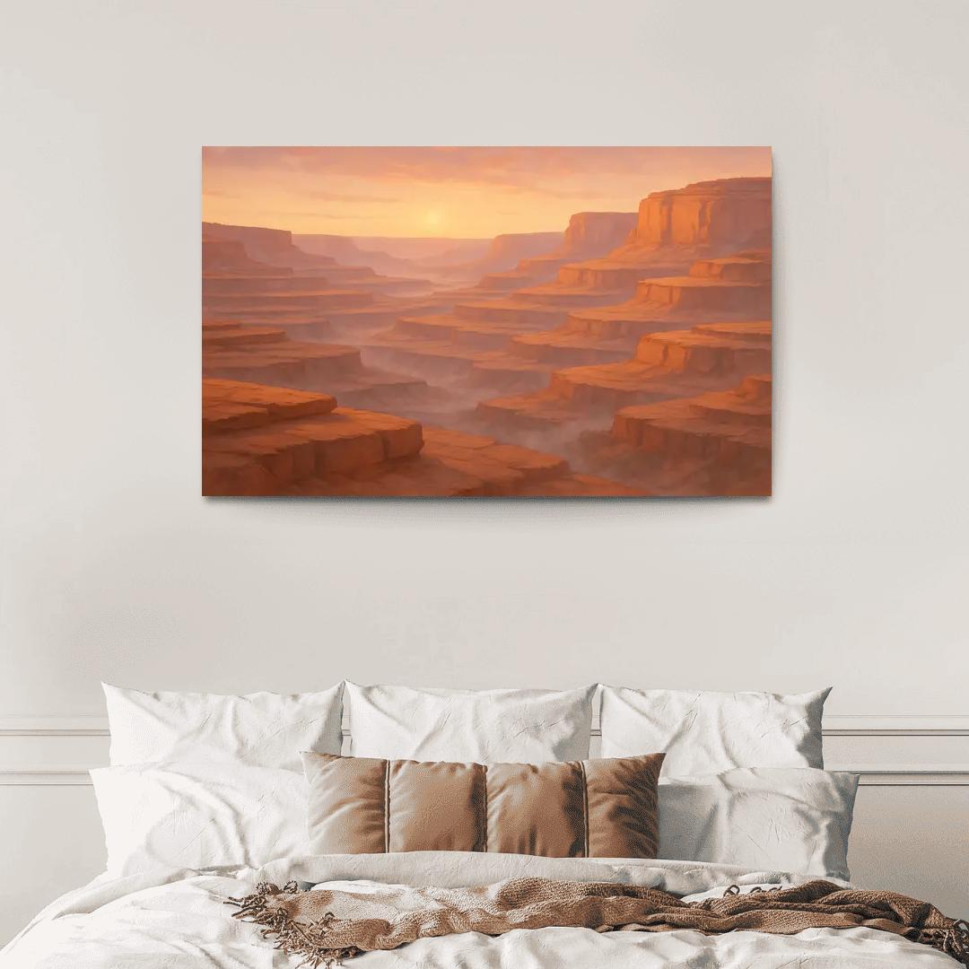 Amber Dawn Above The Terraced Cliffs framed paintings