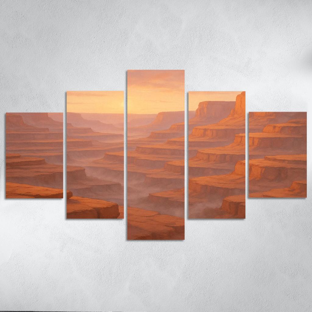 Amber Dawn Above The Terraced Cliffs framed paintings
