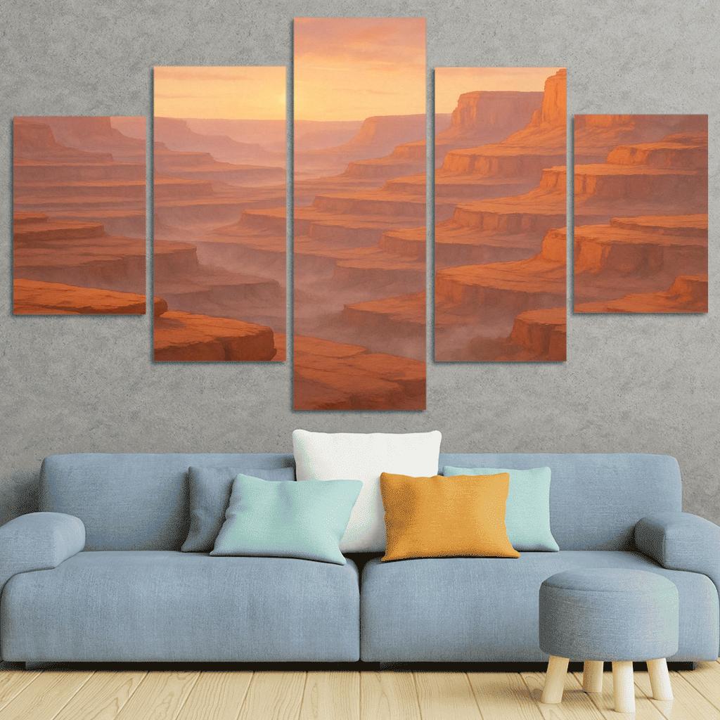 Amber Dawn Above The Terraced Cliffs framed paintings