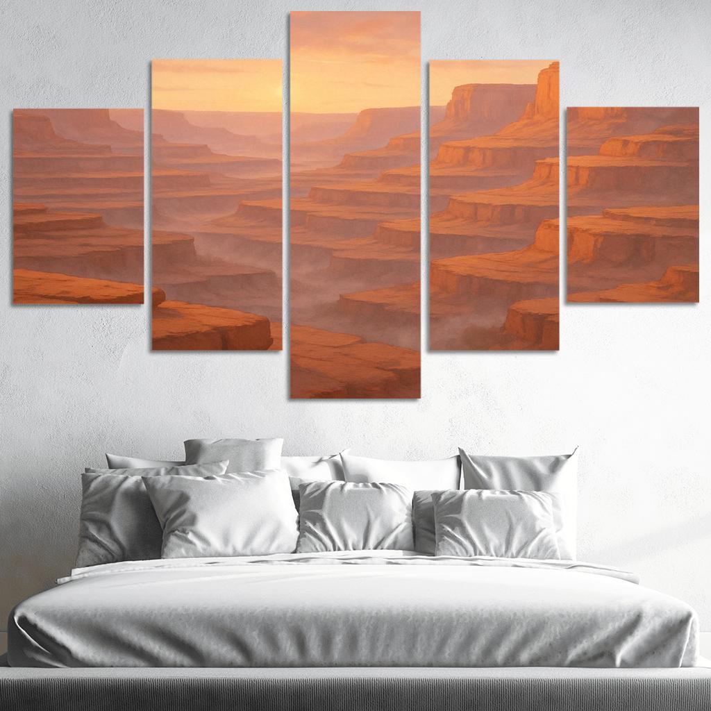 Amber Dawn Above The Terraced Cliffs framed paintings