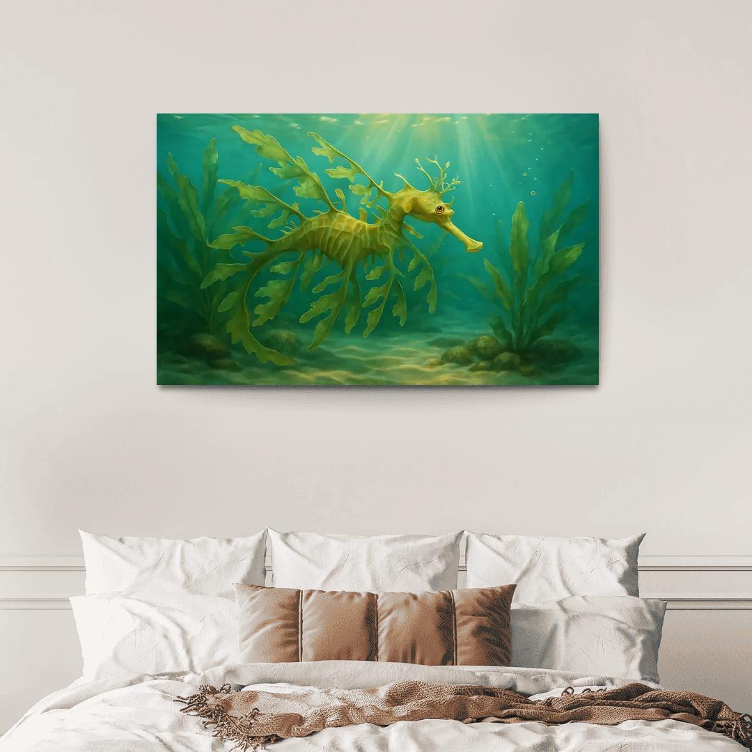 Leafy Sea Dragon Drifting In Kelp Forest Light home decor