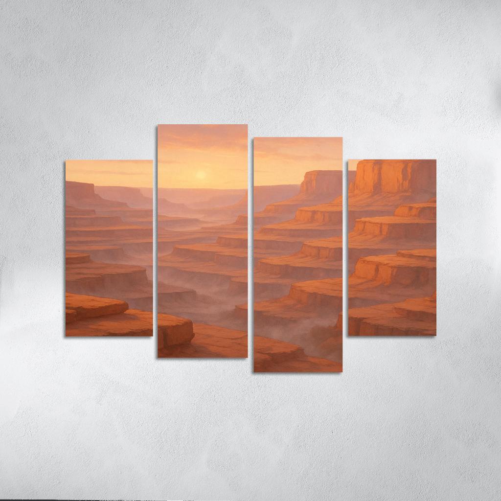 Amber Dawn Above The Terraced Cliffs framed paintings
