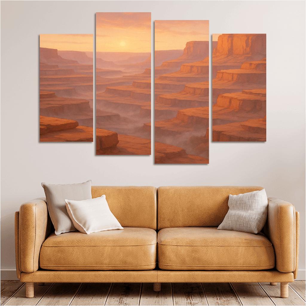 Amber Dawn Above The Terraced Cliffs framed paintings