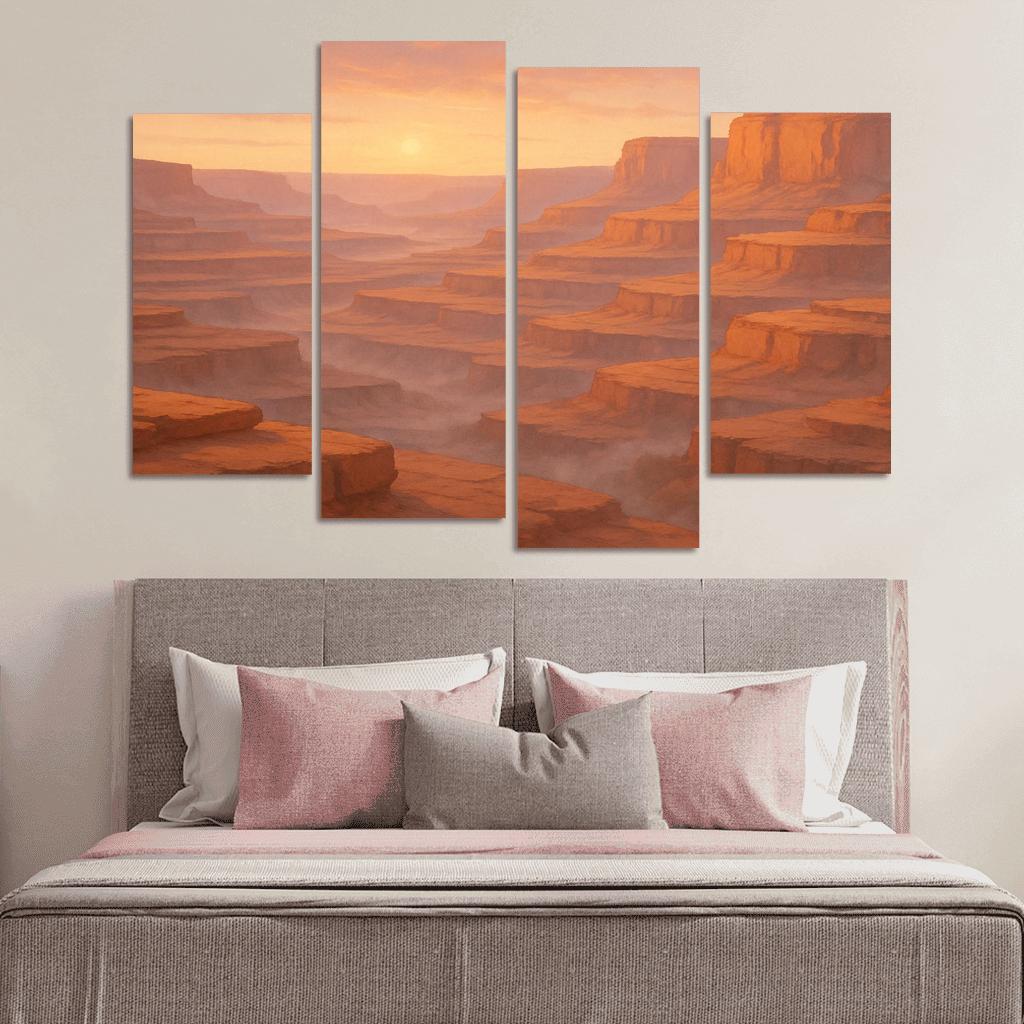 Amber Dawn Above The Terraced Cliffs framed paintings