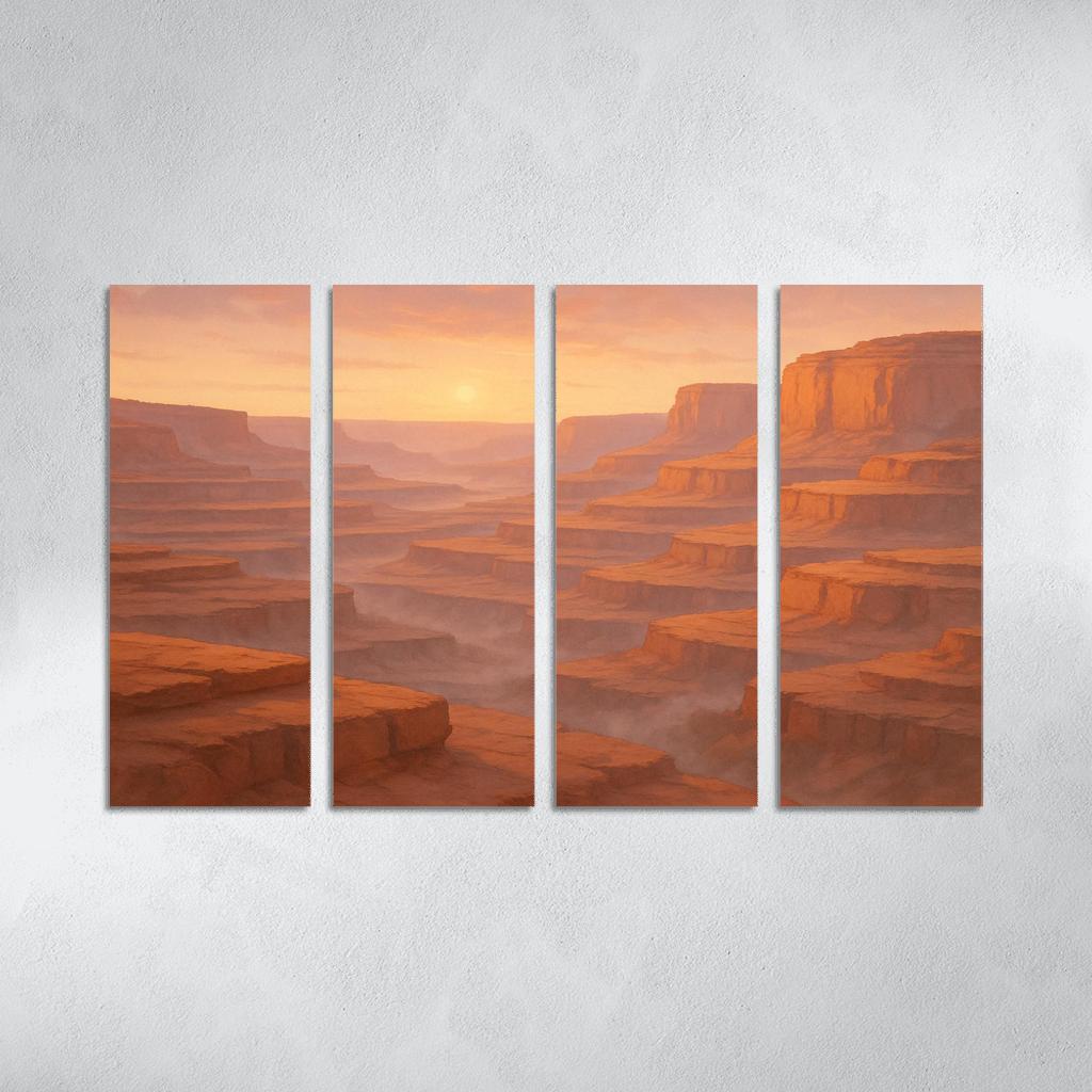 Amber Dawn Above The Terraced Cliffs framed paintings