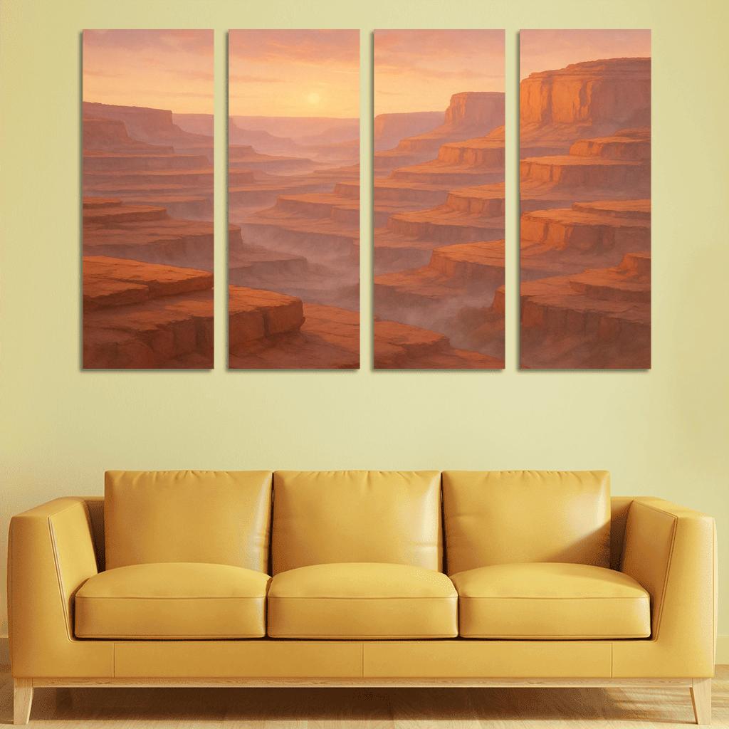 Amber Dawn Above The Terraced Cliffs framed paintings