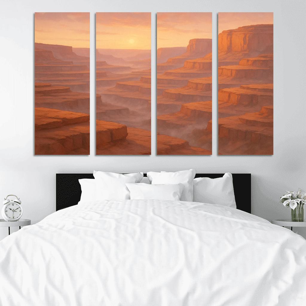 Amber Dawn Above The Terraced Cliffs framed paintings