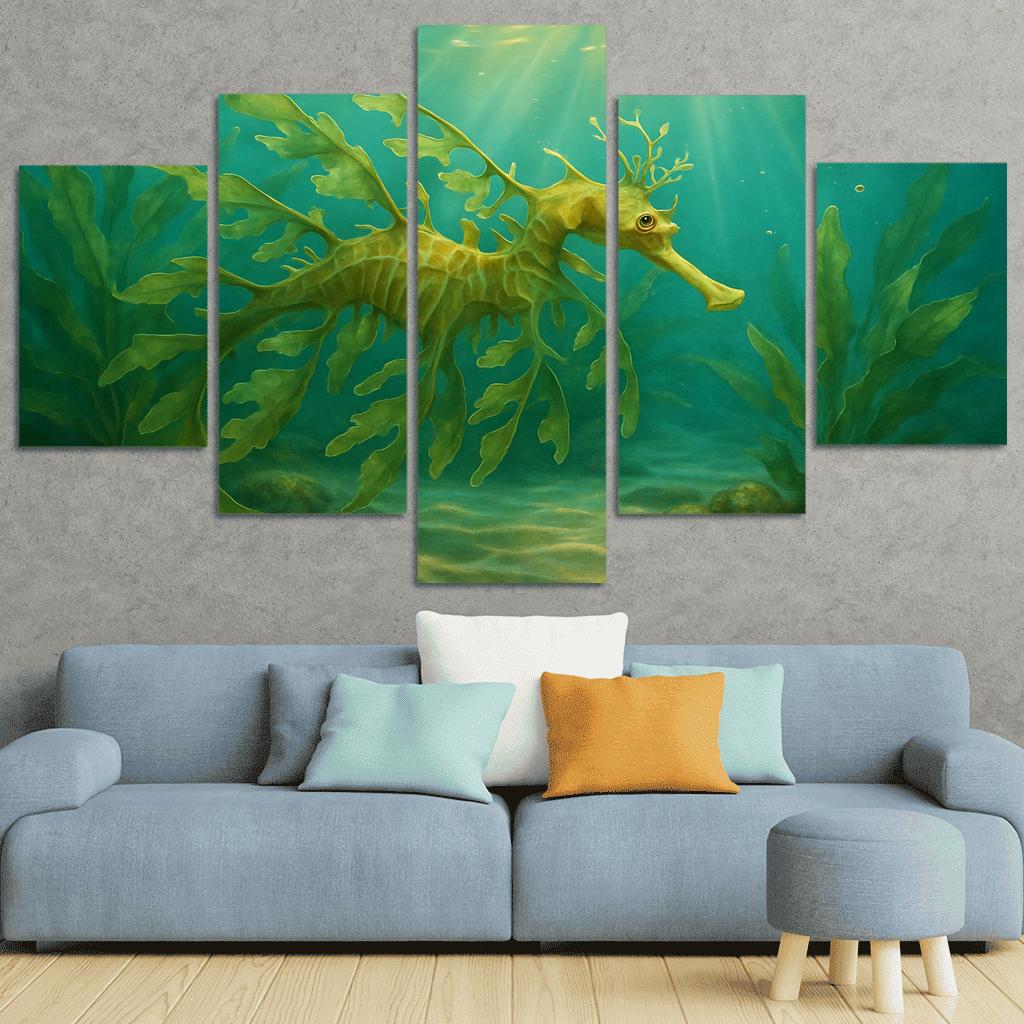 Leafy Sea Dragon Drifting In Kelp Forest Light home decor