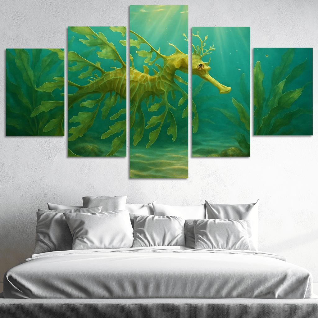 Leafy Sea Dragon Drifting In Kelp Forest Light home decor