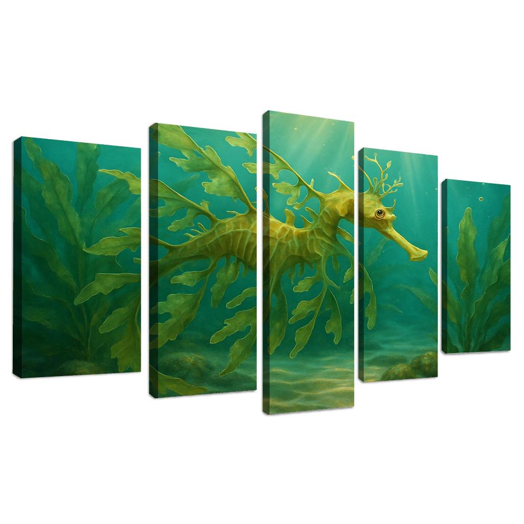 Leafy Sea Dragon Drifting In Kelp Forest Light home decor
