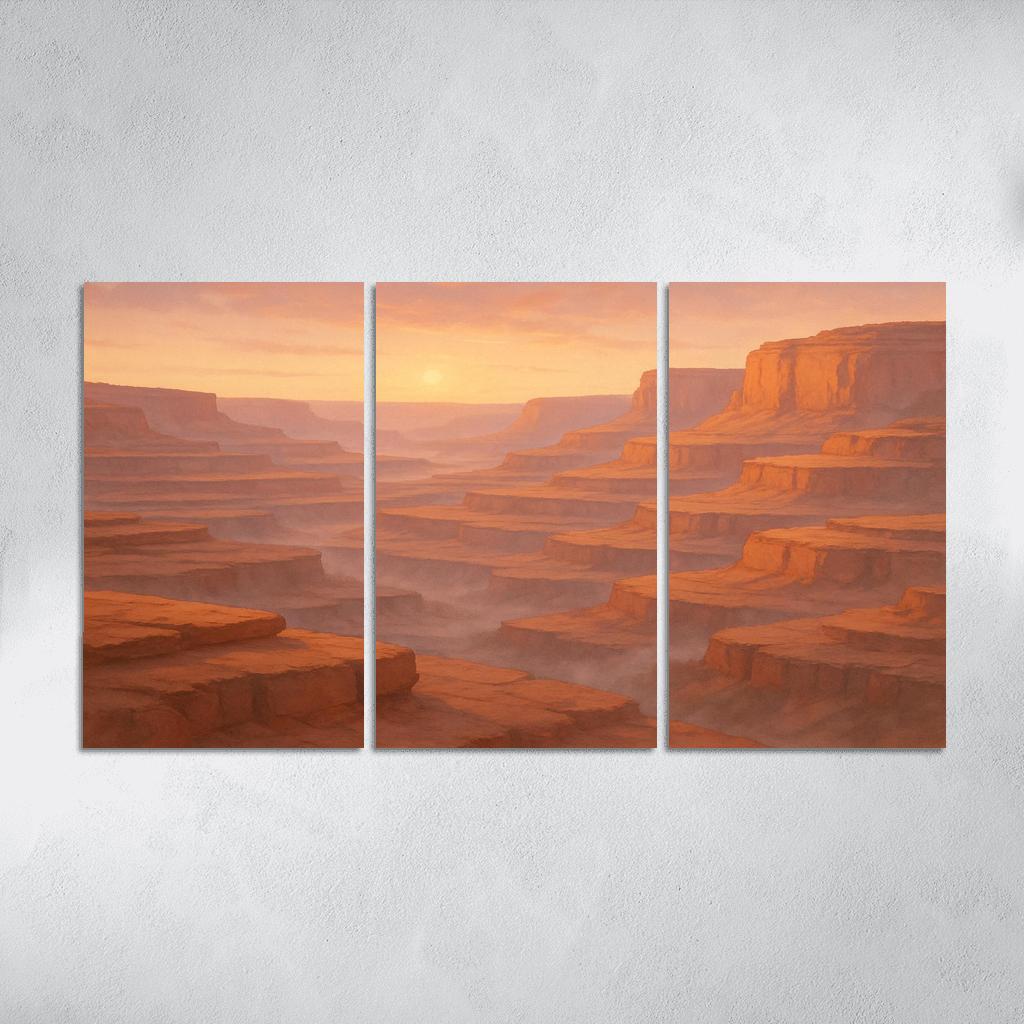 Amber Dawn Above The Terraced Cliffs framed paintings