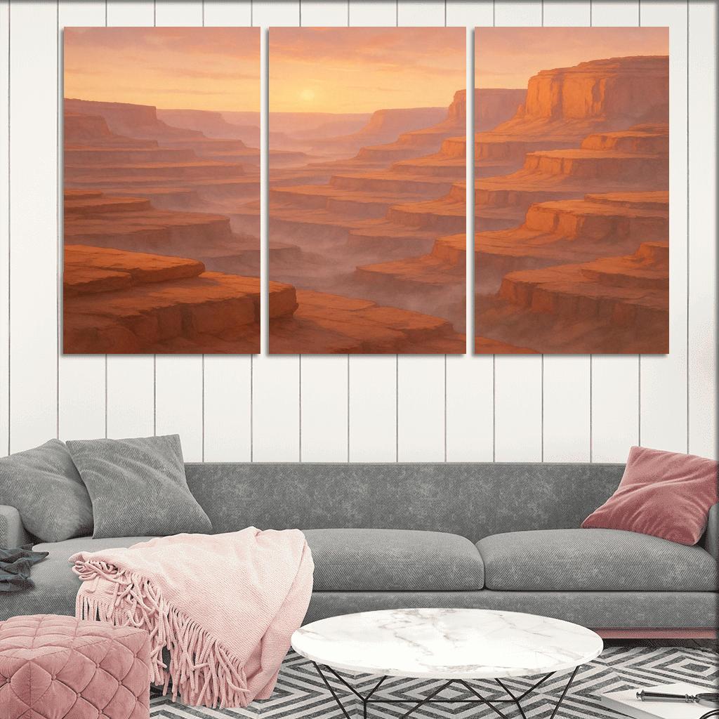 Amber Dawn Above The Terraced Cliffs framed paintings