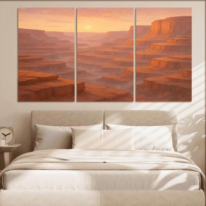Amber Dawn Above The Terraced Cliffs framed paintings