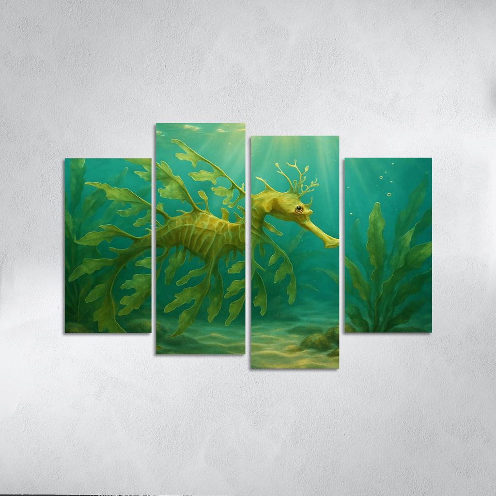 Leafy Sea Dragon Drifting In Kelp Forest Light home decor
