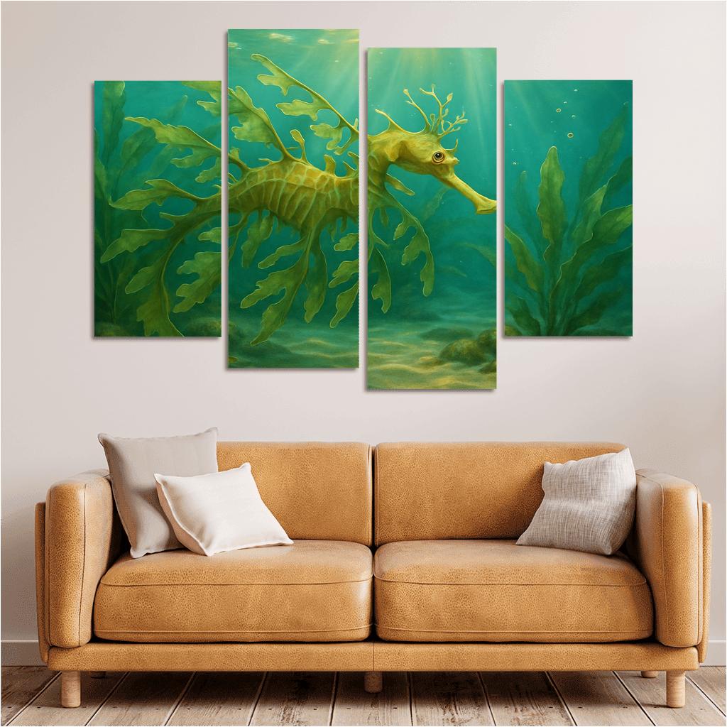 Leafy Sea Dragon Drifting In Kelp Forest Light home decor